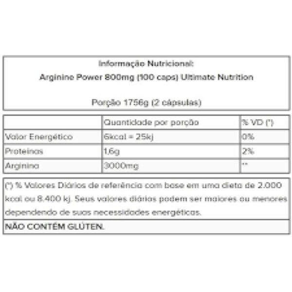 Arginine power 100 caps - Ultimate Nutrition - Image 2